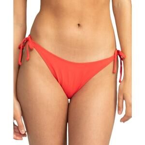 Roxy Women's Beach Classics Side Tie Cheeky Bikini Bottom Hibiscus Red Size XL